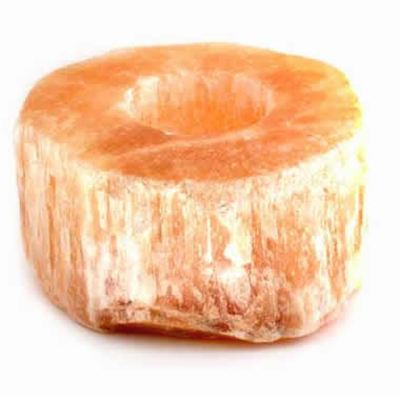 NOW REDUCED - Red Selenite Candle Holder Cut Top
